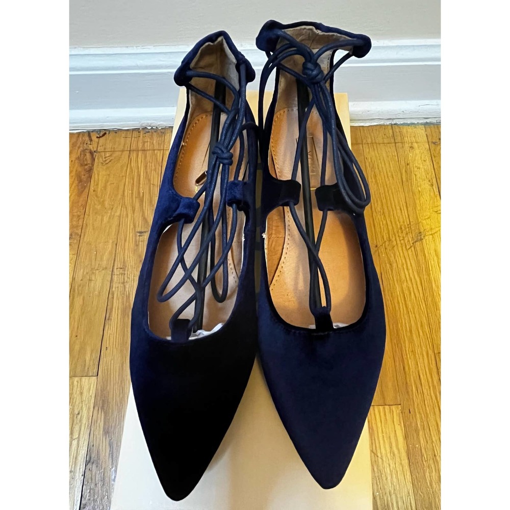 Yoki Women's Lace-up Velvet Pointed Toe Flat Urban 140 - Picture 2 of 7